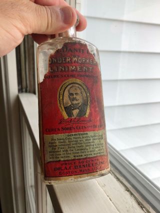 Partaly Labeled Dr Daniels Wonder Worker Liniment Natures Cure For Man Or Beast