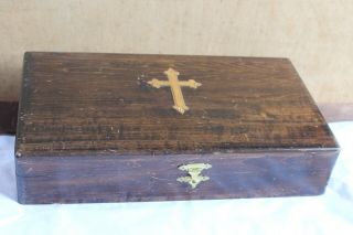 Vintage Catholic Sick Call Kit In Wooden Box - Last Rites