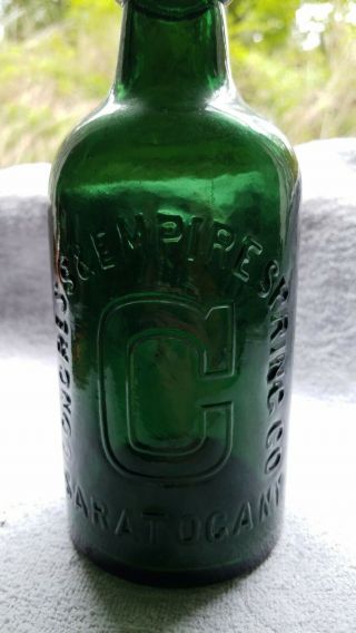 Green Congress & Empire Spring Co.  Saratoga N.  Y.  Spring Water Bottle