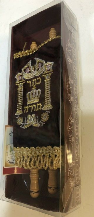 Judaica Sefer Torah Scroll Hebrew Jewish Bible Synagogue Shul 7.  5 " Burgundy