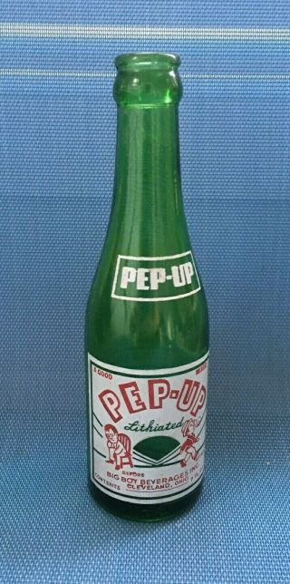 Vintage Green Pep - Up Soda Bottle - Big Boy Beverages - Cleveland
