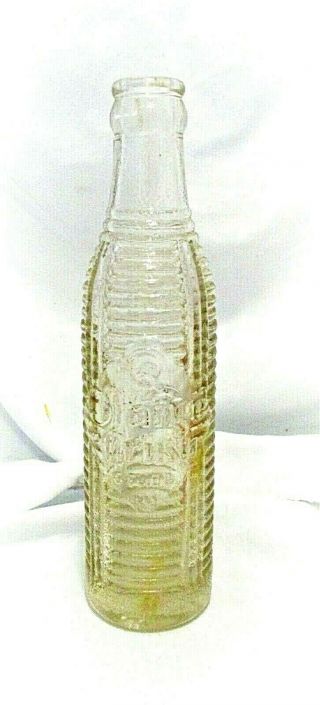 Vintage Orange Crush 6 Oz.  Clear Ribbed Glass Soda Bottle Elmira Ny
