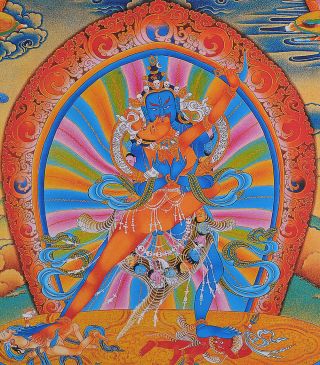 60x40cm Natural Mineral Color Silkprint Tibet Thangka: Chakrasamvara & Consort -