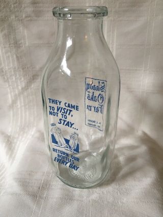 Vintage Quart Milk Bottle Shady Oaks Farm West Medway Massachusetts