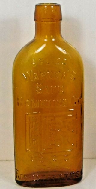C1910 Honey Amber Medicine Bottle - Warner 