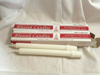 2 Boxes Cathedral Candle Co 8 - 1/4 " Ivory Blessed Candles For Sick Room Use