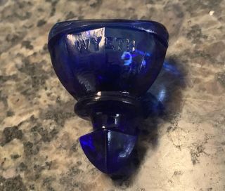 Rare Vintage Cobalt Glass Wyeth Eye Wash Cup Glass Stopper