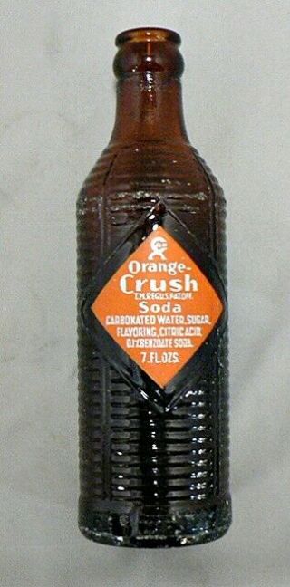 Vintage Orange Crush Soda Brown Bottle 7 Oz Size