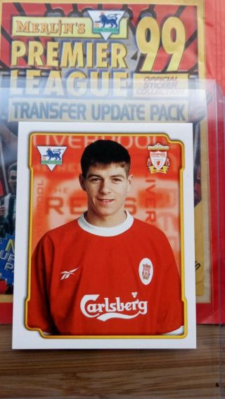 Merlin Premier League 1999 Steven Gerrard Rookie Sticker Liverpool