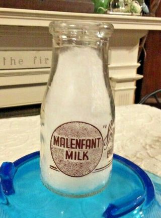 Malenfant Milk Special For Babies Lewiston Maine 1/2 Pint Milk Bottle