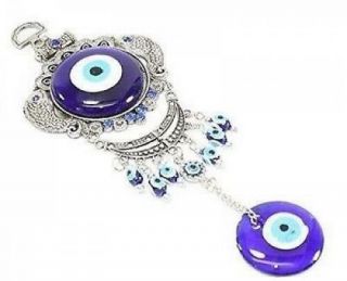 Evil Eye Wall Hanging Decor Amulet Protection Charm Turkish Design Blue 9 " Length