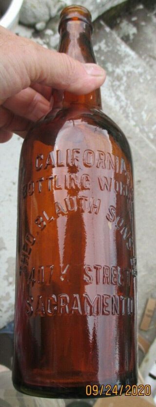 California Bottling Sacramento Blauth 11 1/2 " Pre Prohibition Beer Bottle