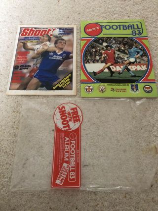 Football 83 Panini Sticker Album - 100 Complete With Shoot Mag & Wrapper Good