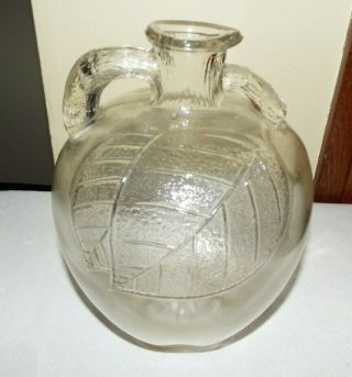 8 In.  Tall White House Vinegar Clear Glass Apple Jug With Handle Read