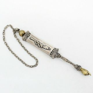 Sterling Silver Yad Torah Pointer Two Tone 5 " With Chain