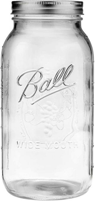 Ball Wide Mouth Half Gallon Mason Jars,  Anti Uv Amber Glass 64oz Jar,  Set Of 2