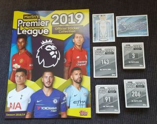 Merlin Topps Premier League 2019 Complete Set 310 Football Stickers,  Empty Album