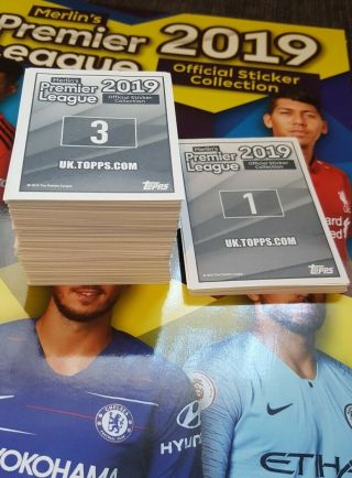 Merlin Topps Premier League 2019 complete set 310 football stickers,  empty album 2