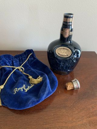 Blue Royal Salute Chivas 21 Years Old Scotch Whisky Empty Bottle With Bag