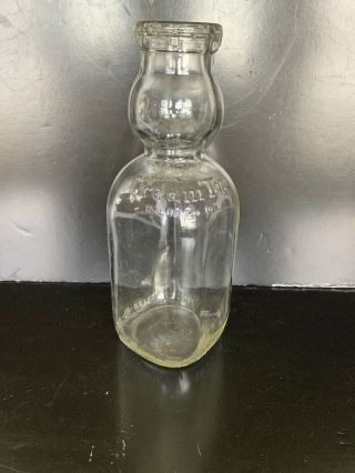Vintage Meadow Gold Cream Top Quart Glass Milk Bottle