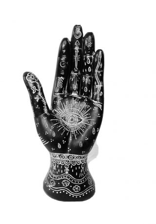 Black & Gold Palmistry Hand - Halloween - Tarot - Chiromancy - Gothic Home Decor