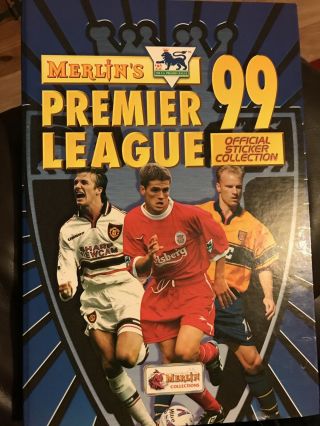 Merlins Premier League 99 Sticker Album In Hardback Binder 100 Complete Vgc