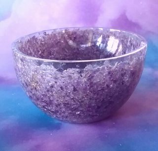 Orgone Amethyst Crystal Bowl,  Large 3.  5 " Amethyst Bowl With Copper And Silver