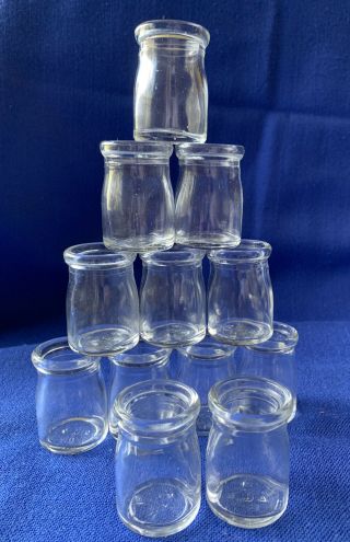 12 Vintage Individual Clear Glass Restaurant Creamers 1/2 Ounce 1 3/4 " Tall
