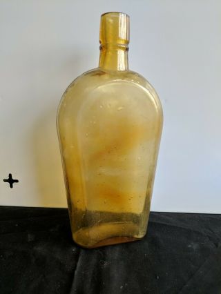 Yellow Amber Tinted Whiskey Alcohol Glass Bottle 9.  5 Inch Tall