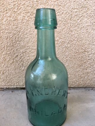 Antique 1800’s Wm Andrews Philada Blob Top Beer Soda Bottle Squat Short Neck