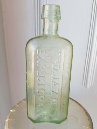 Antique Light Green Medicine Bottle Embossed.  Dr.  D.  Jayne 