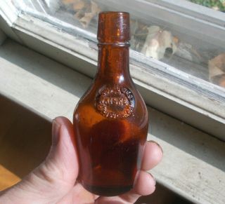 4 " Mini Sample Paul Jones Whiskey Louisville Hand Blown Pre Pro Whiskey Bottle