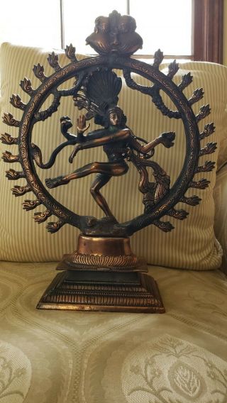 Religious Decor Hindu Shiva Nataraja Divine Dance Figurine 15.  75 " H Bronze Statue