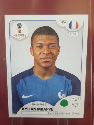 Kylian Mbappe France 2018 World Cup Panini Rookie Sticker - Rare Pink Back