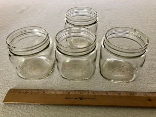 4 Vintage Kerr Wide Mouth Square 1 Pint Canning Jars.