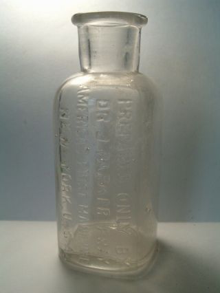 Dr J Parker Pray Americas First Manicure York Usa Clear Glass Antique Bottle