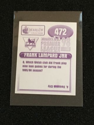 Merlin English Premier League 1997 - 1998 Frank Lampard Rookie Sticker (472) 2