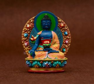 Shakyamuni Buddha Statue Medicine Guru Amitabha Trikala Tibetan Ancient Resin