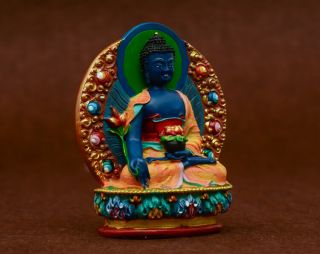 Shakyamuni Buddha Statue Medicine Guru Amitabha Trikala Tibetan Ancient Resin 3