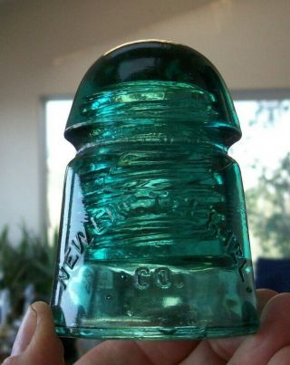 Vintage Blue Green Cd 104 Eng Tel & Tel Co.  Glass Insulator