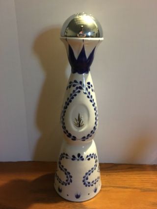 Clase Azul Reposado Tequila Bottle Empty Blue And White
