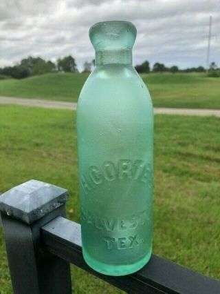 Gravitating Stopper Soda Bottle,  H.  Cortes,  Galveston,  Texas 1870