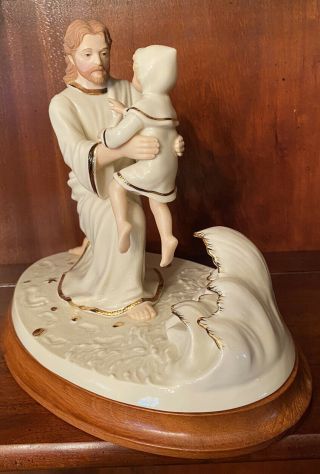Lenox Footprints Jesus & Child Figurine It Was Then That I Carried You Pristine 2
