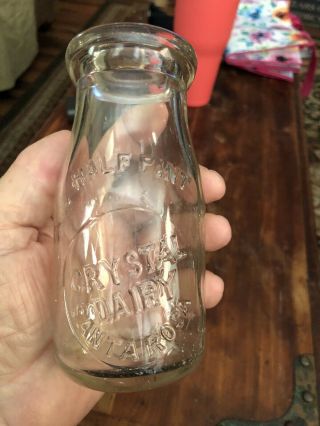 Vintage Glass Crystal Dairy 1/2 Pint Milk Bottle Santa Rosa California