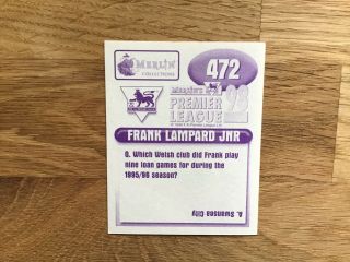 Merlin 1998 Sticker Premier League Frank Lampard Rookie sticker 472 2