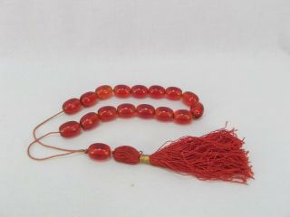 Old Cherry Amber Faturan Bakelite Catalin Islamic Prayer Beads 96g