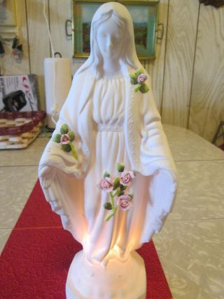 Vintage Porcelain Bisque Tall 12 " Mary Madonna Night Light