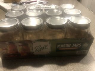 12 Pack 16 Oz Ball Regular Mouth Pint Canning Mason Jars With Lids & Bands