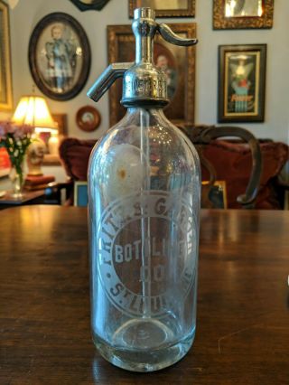 Antiquefritz & Garger Etched Advertising Glass Soda Spritzer Bottle St.  Louis 12 "