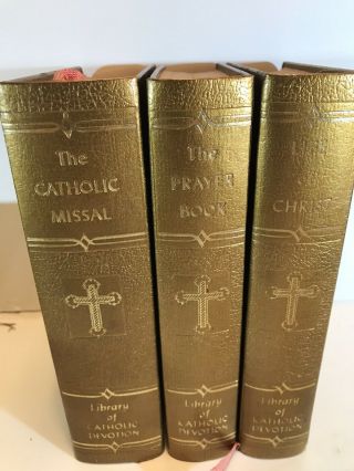 Library Of Catholic Devotion Book Set 3 Volume Missal Prayers Life Christ Gold